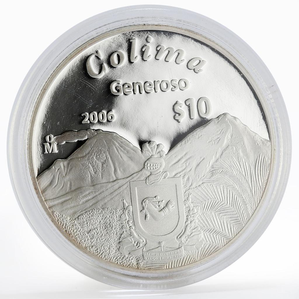 Mexico 10 pesos 180th Anniversary of Federation Colima ll silver coin 2006