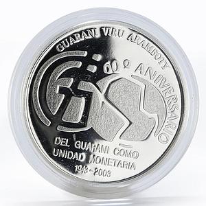 Paraguay 1 guarani 60th Anniversary of Guarani proof silver coin 2003