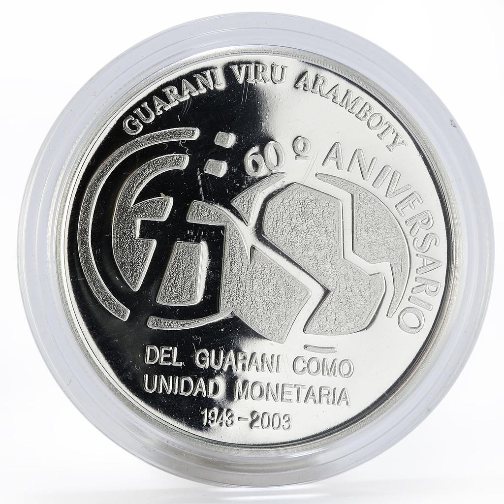 Paraguay 1 guarani 60th Anniversary of Guarani proof silver coin 2003