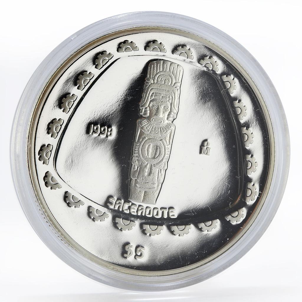 Mexico 5 pesos Precolombina series Sacerdote proof silver coin 1998
