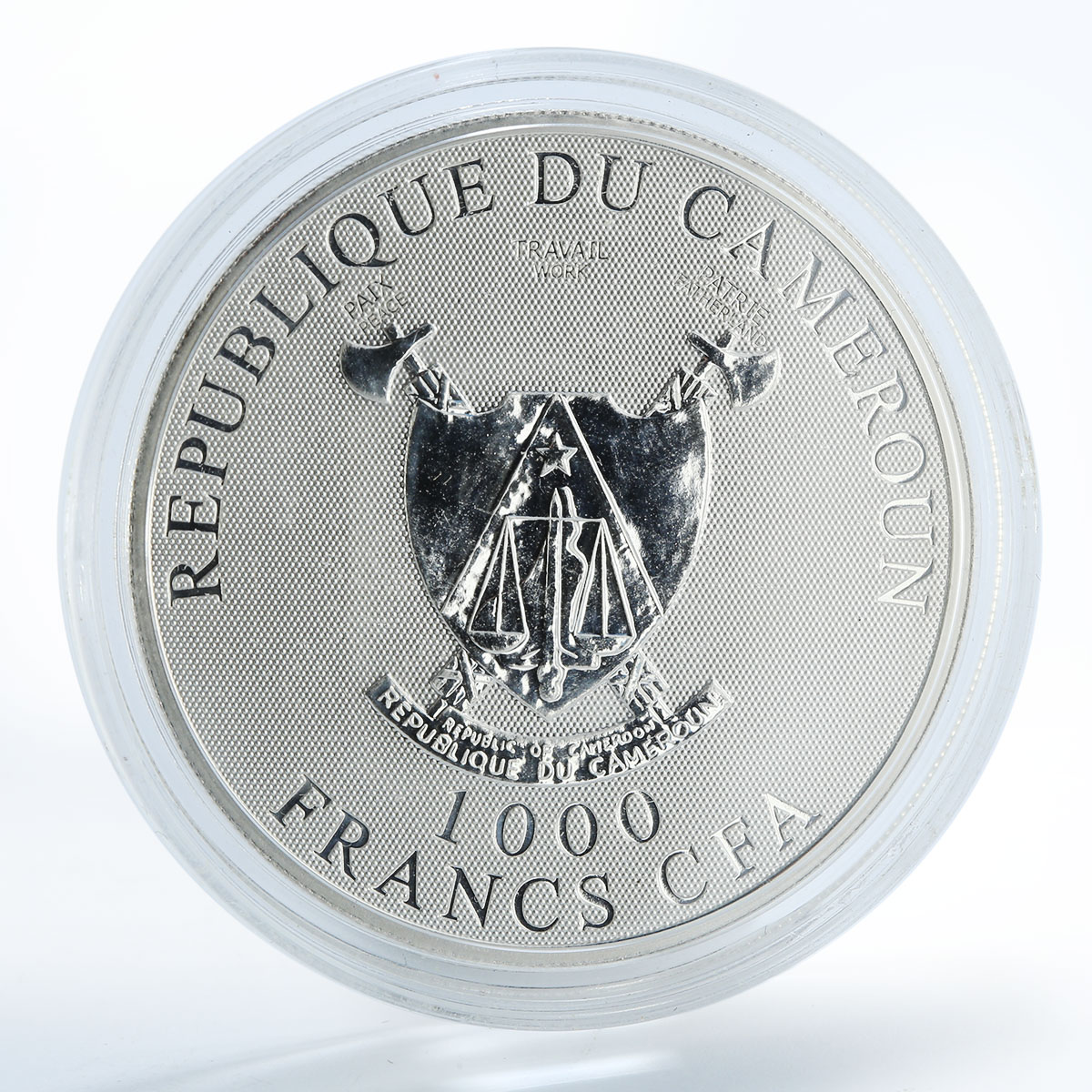 Cameroon 1000 francs Turin Shroud hologram silver coin 2010