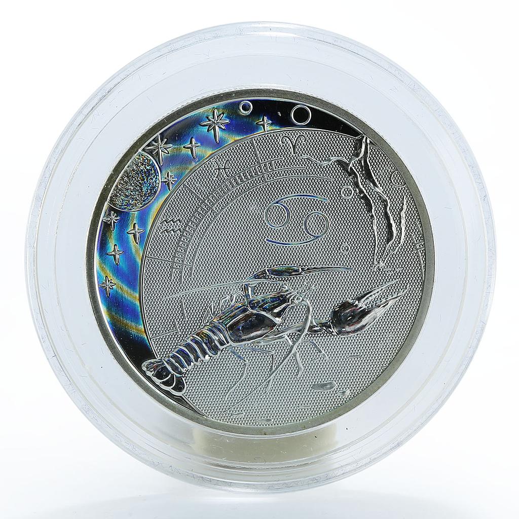 Cameroon 500 francs Cancer Zodiac signs series hologram silver coin 2010