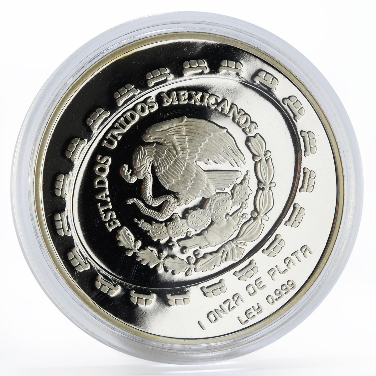 Mexico 5 Pesos Disco De La Muerte Teotihuacan Series proof silver coin 1997