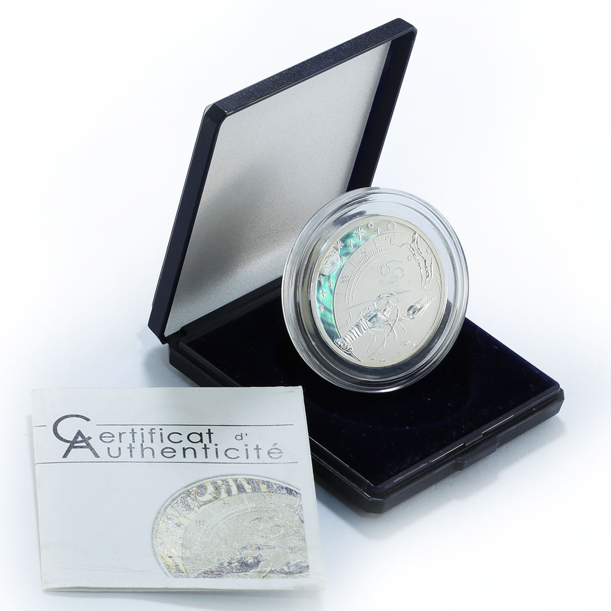 Cameroon 500 francs Cancer Zodiac signs series hologram silver coin 2010