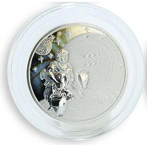 Cameroon 500 francs Zodiac Signs series Aquarius hologram silver coin 2010