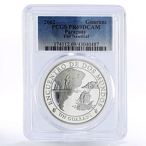 Paraguay 1 guarani Encounter of the Two Worlds Ship PR69 PCGS silver coin 2002