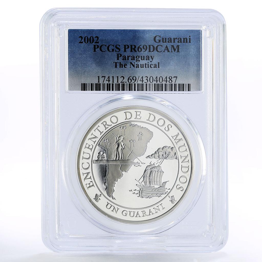 Paraguay 1 guarani Encounter of the Two Worlds Ship PR69 PCGS silver coin 2002