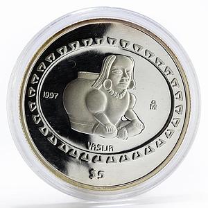 Mexico 5 pesos Precolombina series Teotihuacan Vasija proof silver coin 1997