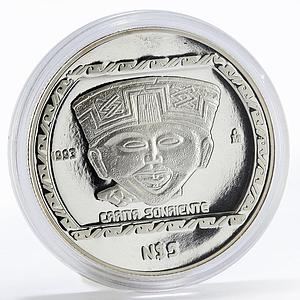 Mexico 5 pesos Precolombina series Sculpture Caaita Sonaiente silver coin 1993