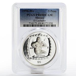 Mexico 5 pesos Statue El Luchador PR69 PCGS silver coin 1996