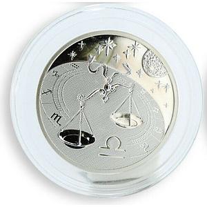 Cameroon 500 francs Zodiac Libra Hologram silver coin 2010