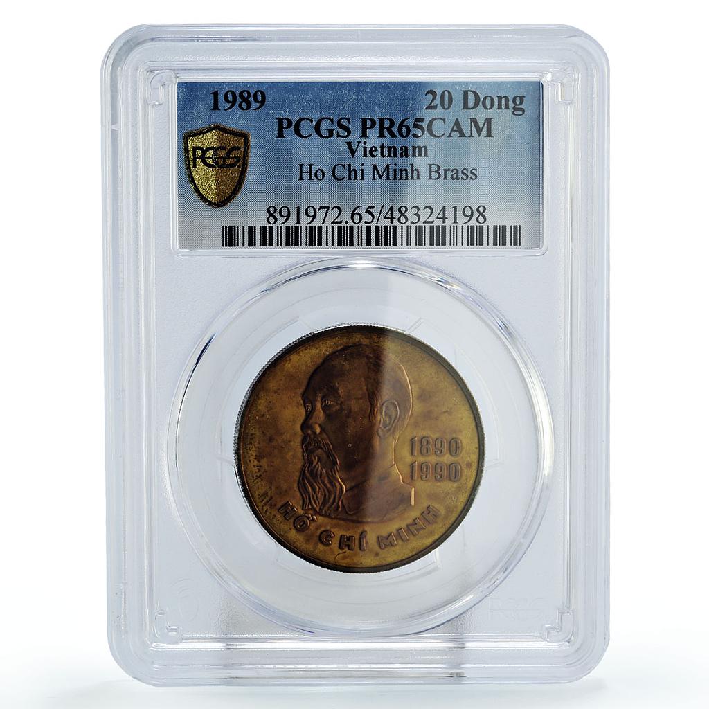 Vietnam 20 dong 100th Anniversary Birth of Ho Chi Minh PR65 PCGS brass coin 1989