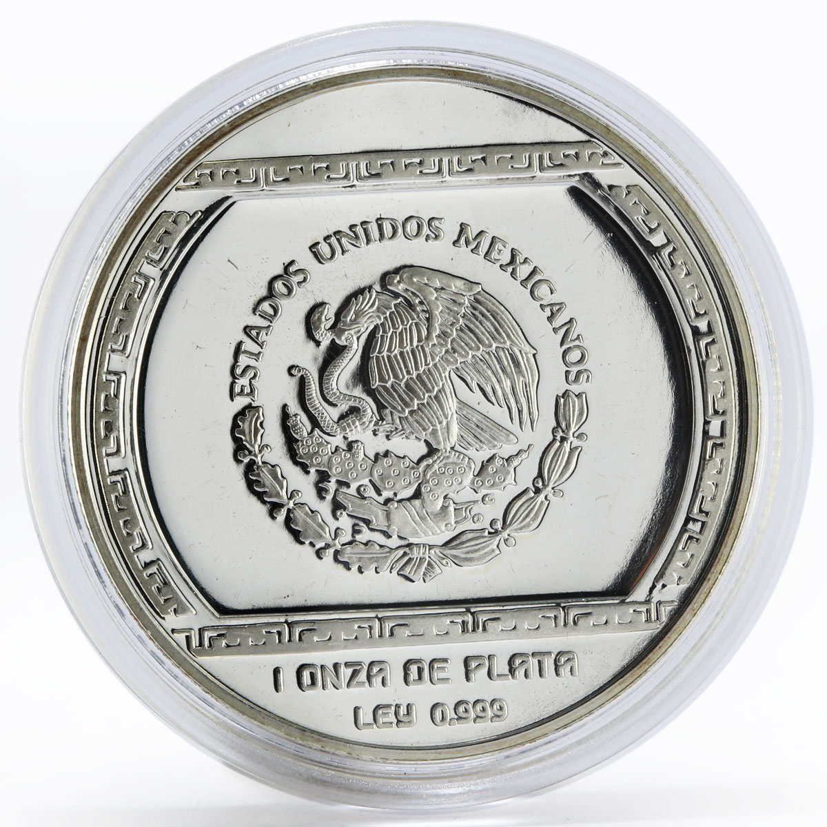 Mexico 5 pesos Stone carving representation of Crocodile proof silver coin 1993