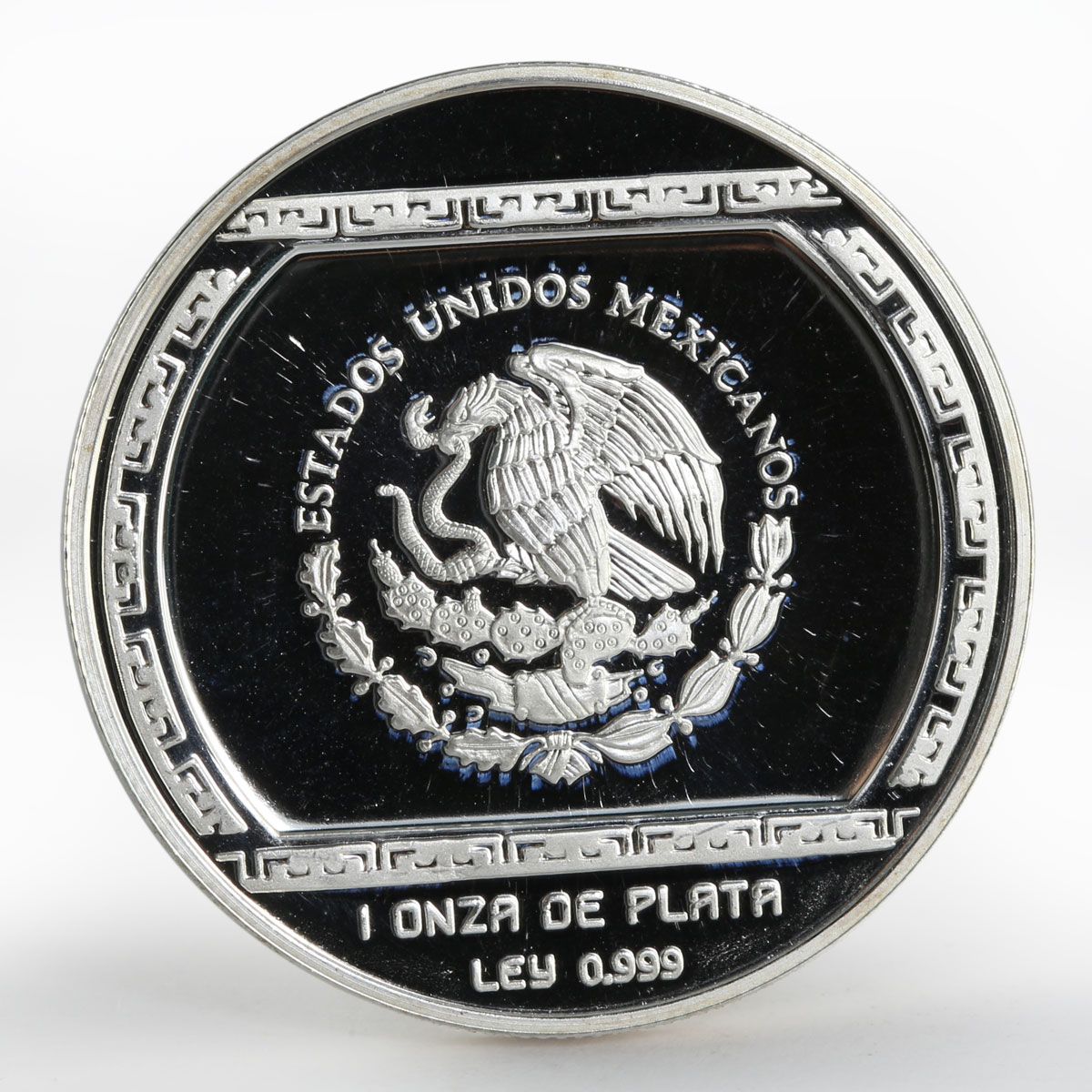 Mexico 5 pesos Stone carving representation of Crocodile proof silver coin 1993