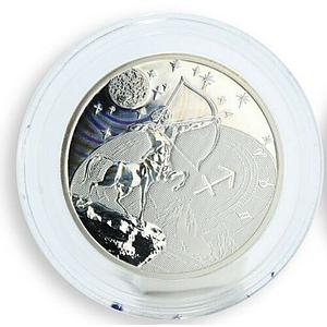 Cameroon 500 francs Zodiac - Sagittarius silver hologram coin 2010