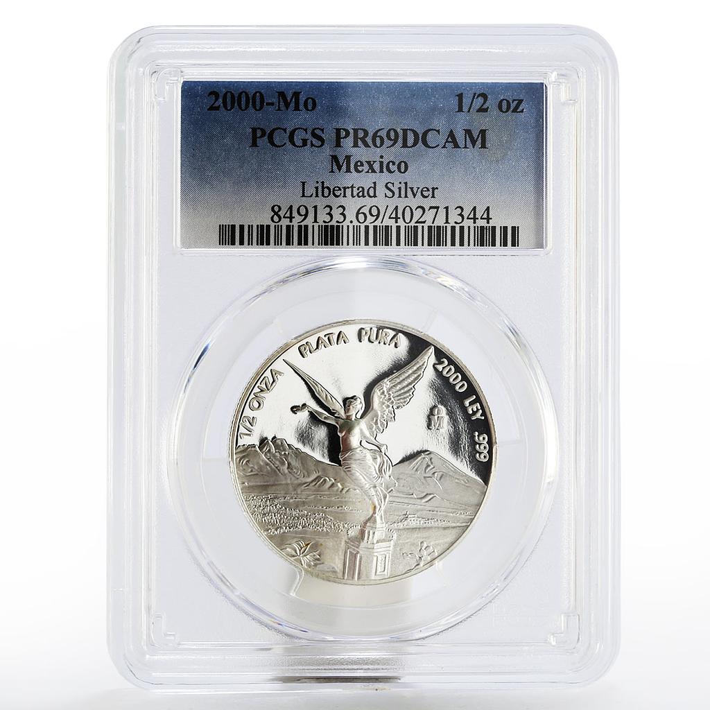 Mexico 1/2 onza Winged Victory PR-69 PCGS proof silver coin 2000