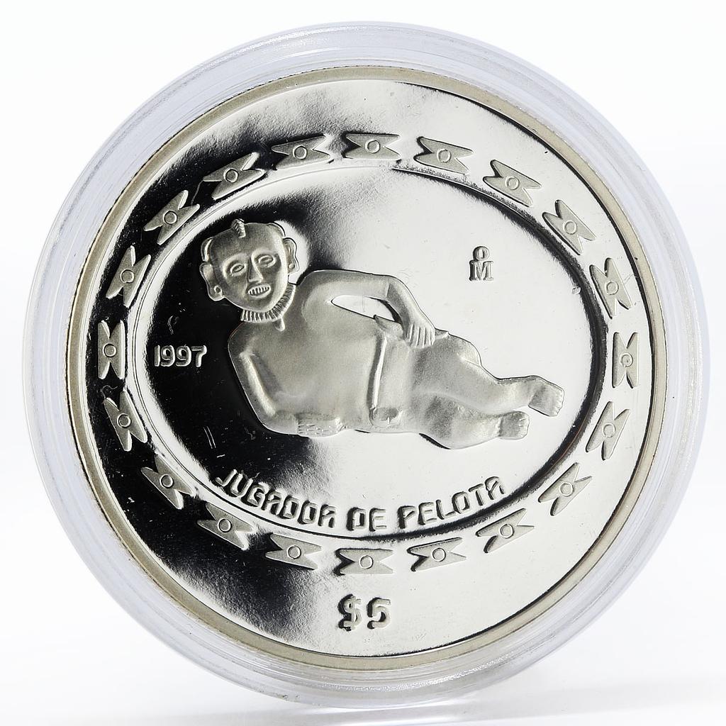 Mexico 5 pesos Jugador de Pelota proof silver coin 1997