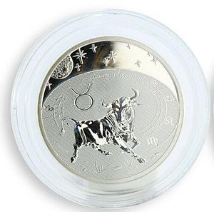 Cameroon 500 francs Zodiac Signs series Taurus hologram silver coin 2010