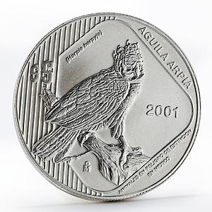 Mexico 5 pesos Crowned Harpy Eagle Aguila Arpia silver coin 2001