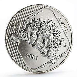 Mexico 5 pesos Endangered Wildlife Animal Jaguar silver coin 2001