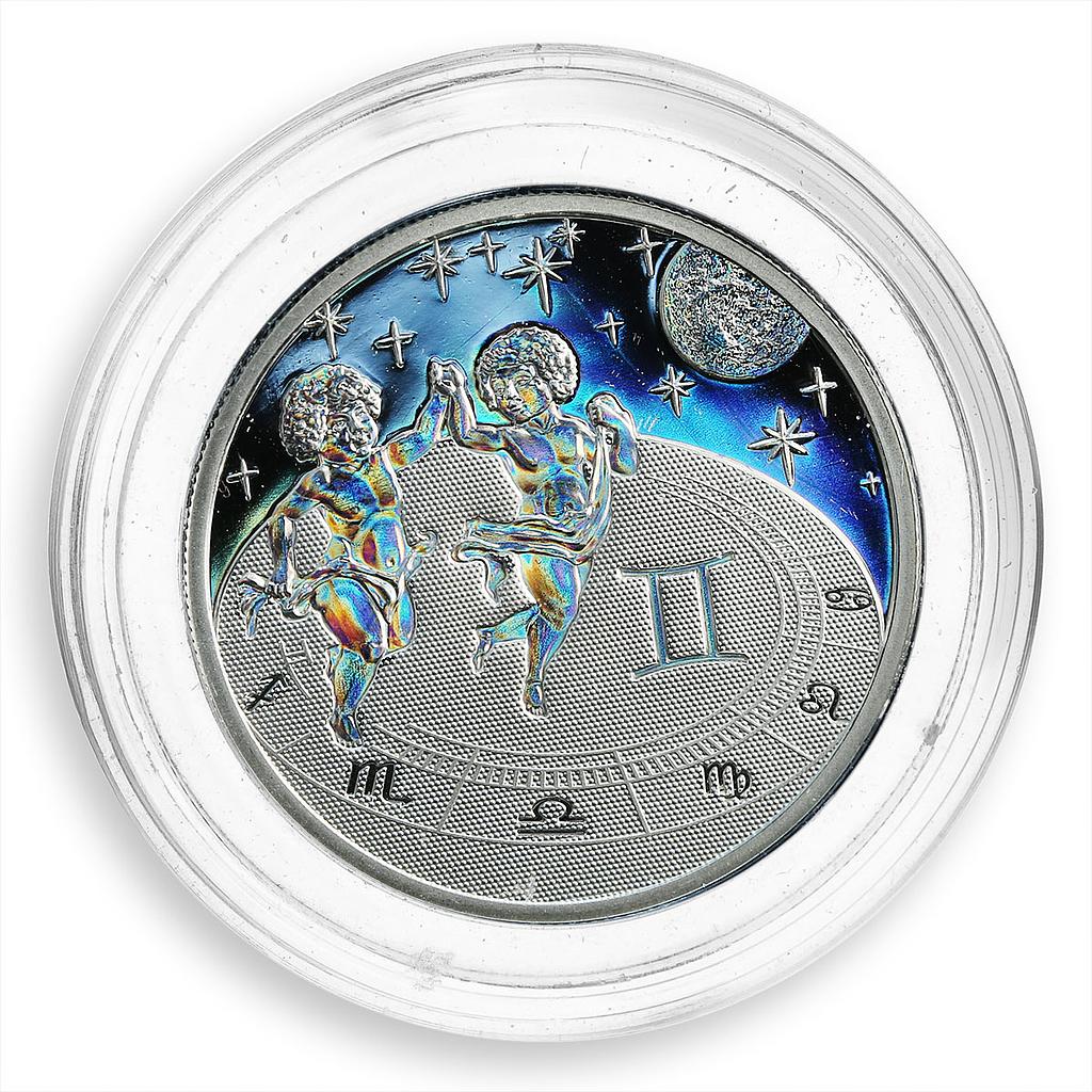 Cameroon 500 francs Zodiac Signs series Gemini hologram silver coin 2010