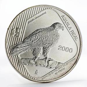 Mexico 5 pesos Endangered Wildlife Animal Aguila Real Bird silver coin 2000