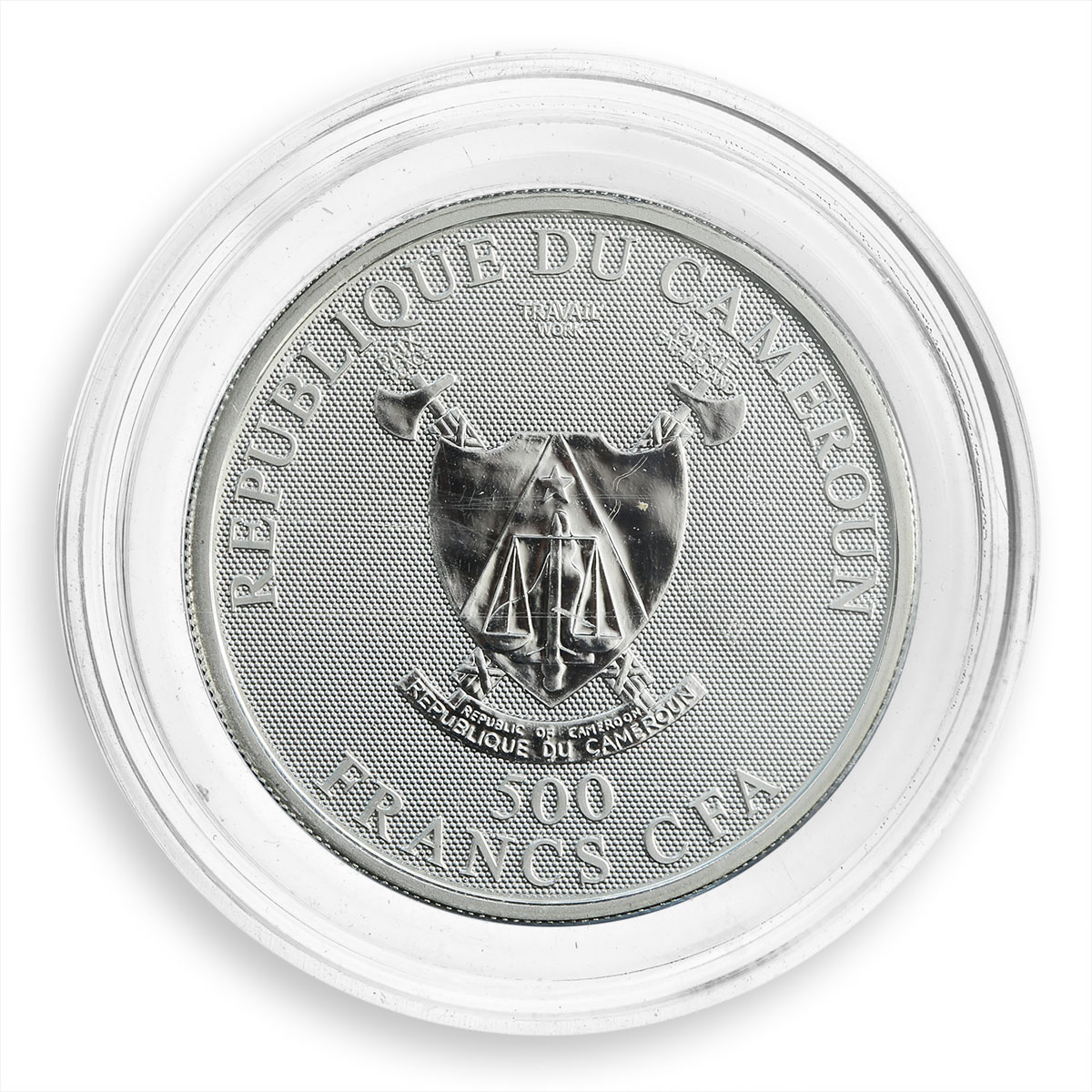 Cameroun 500 francs zodiac Geminis hologram silver coin 2010