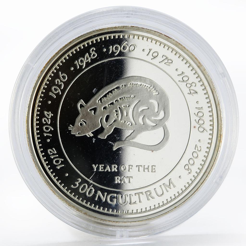 Bhutan 300 ngultrums Year of the Rat proof silver coin 1996