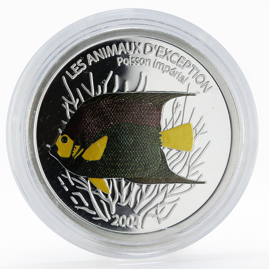 Congo 10 francs Poisson Imperial Fish colored proof silver coin 2004
