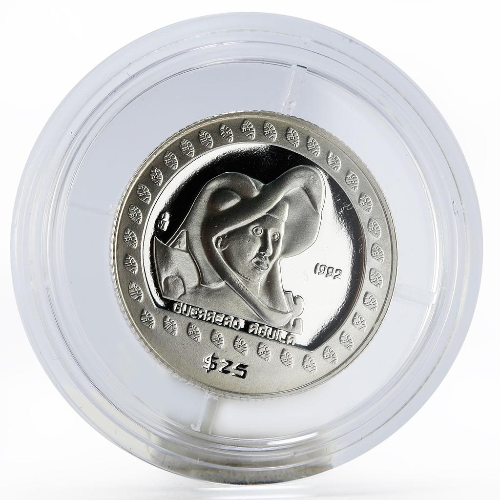 Mexico 25 pesos Guerrero Aguila proof silver coin 1992