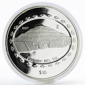 Mexico 10 pesos Sun Pyramid Teotihucan Series silver proof coin 1997