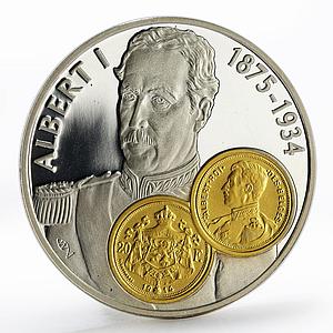 Netherlands Antilles 10 gulden Albert I gilded proof silver coin 2001