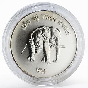 Vietnam 100 dong Natural Animals Protection series Elephant silver coin 1986