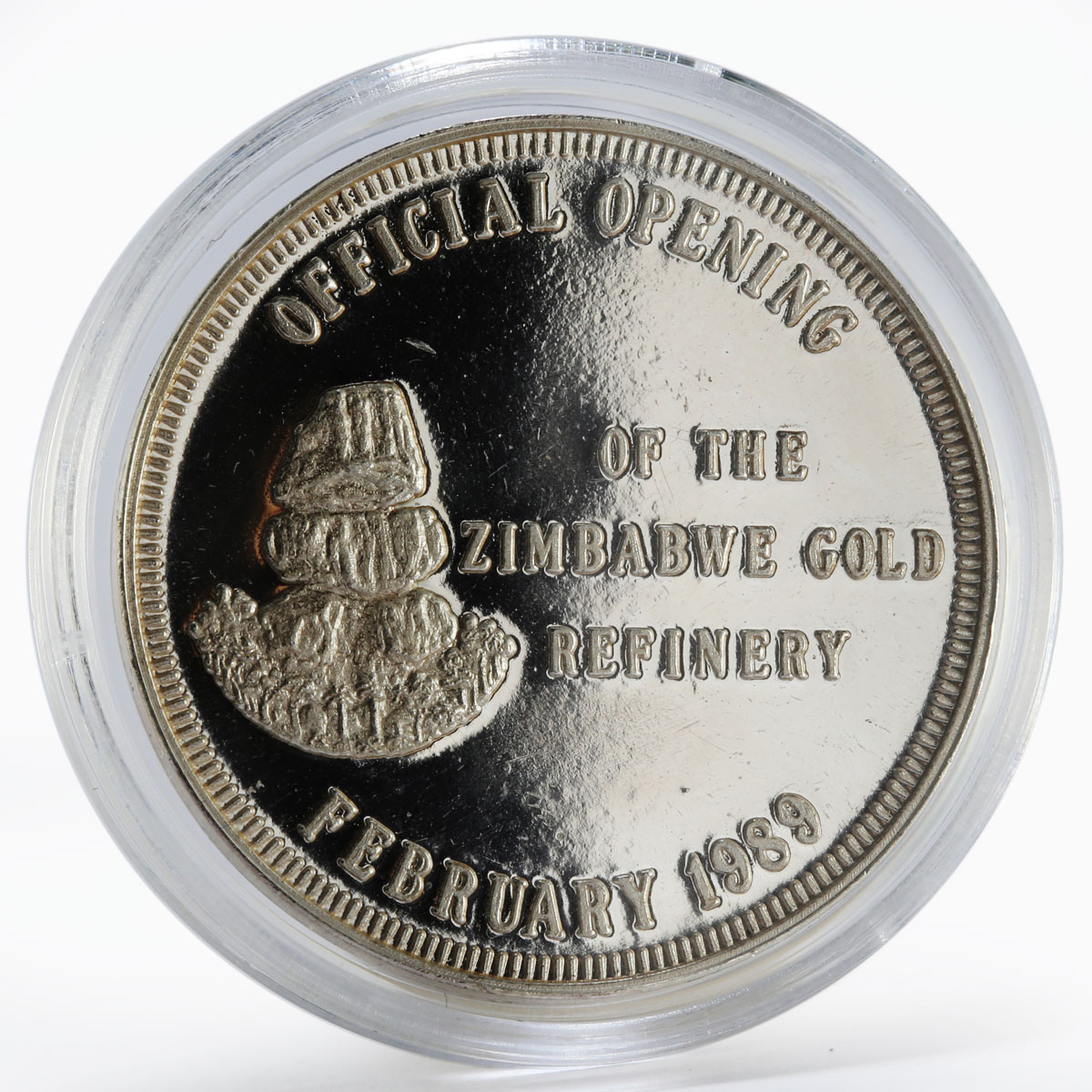 Zimbabwe Official opening of the gold refinery token 1989
