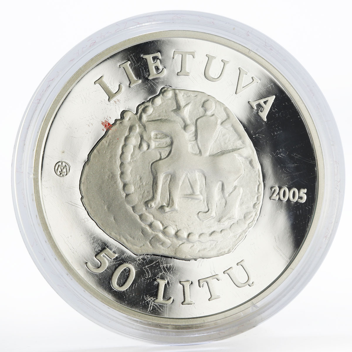 Lithuania 50 litu Architecture Castles Kernave silver proof coin 2005