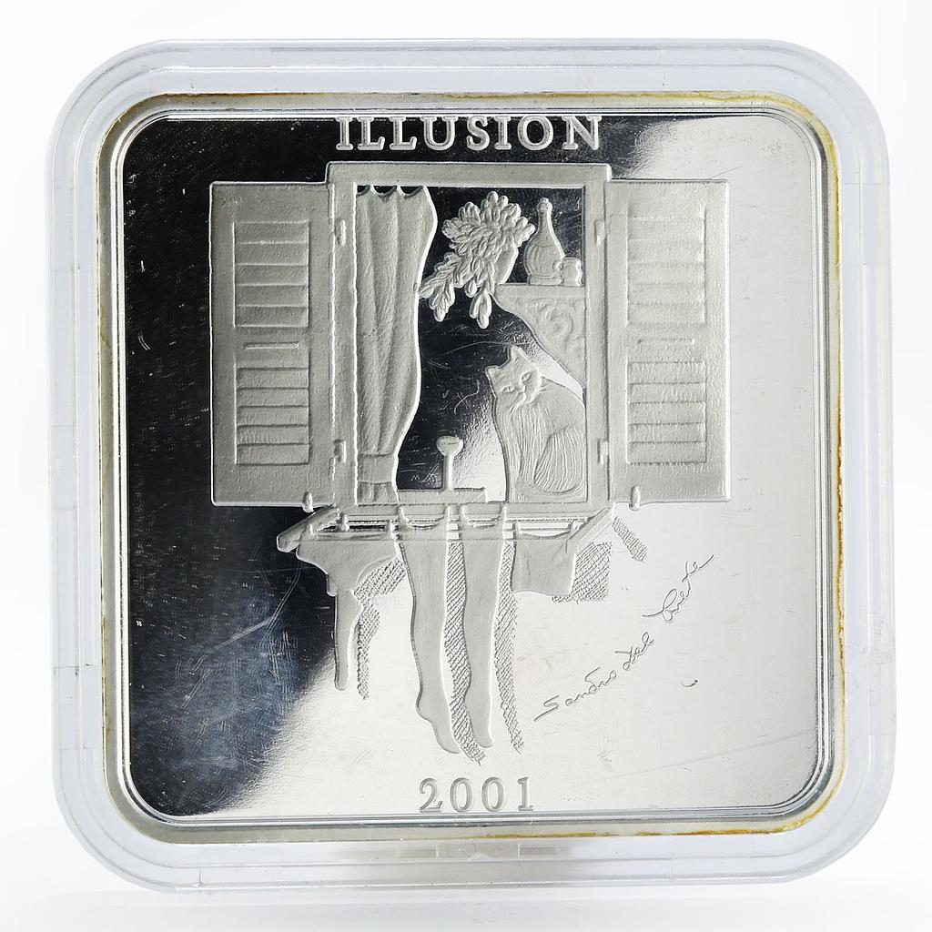 Zambia 4000 kwacha Illusion Elizabeth II silver proof coin 2001