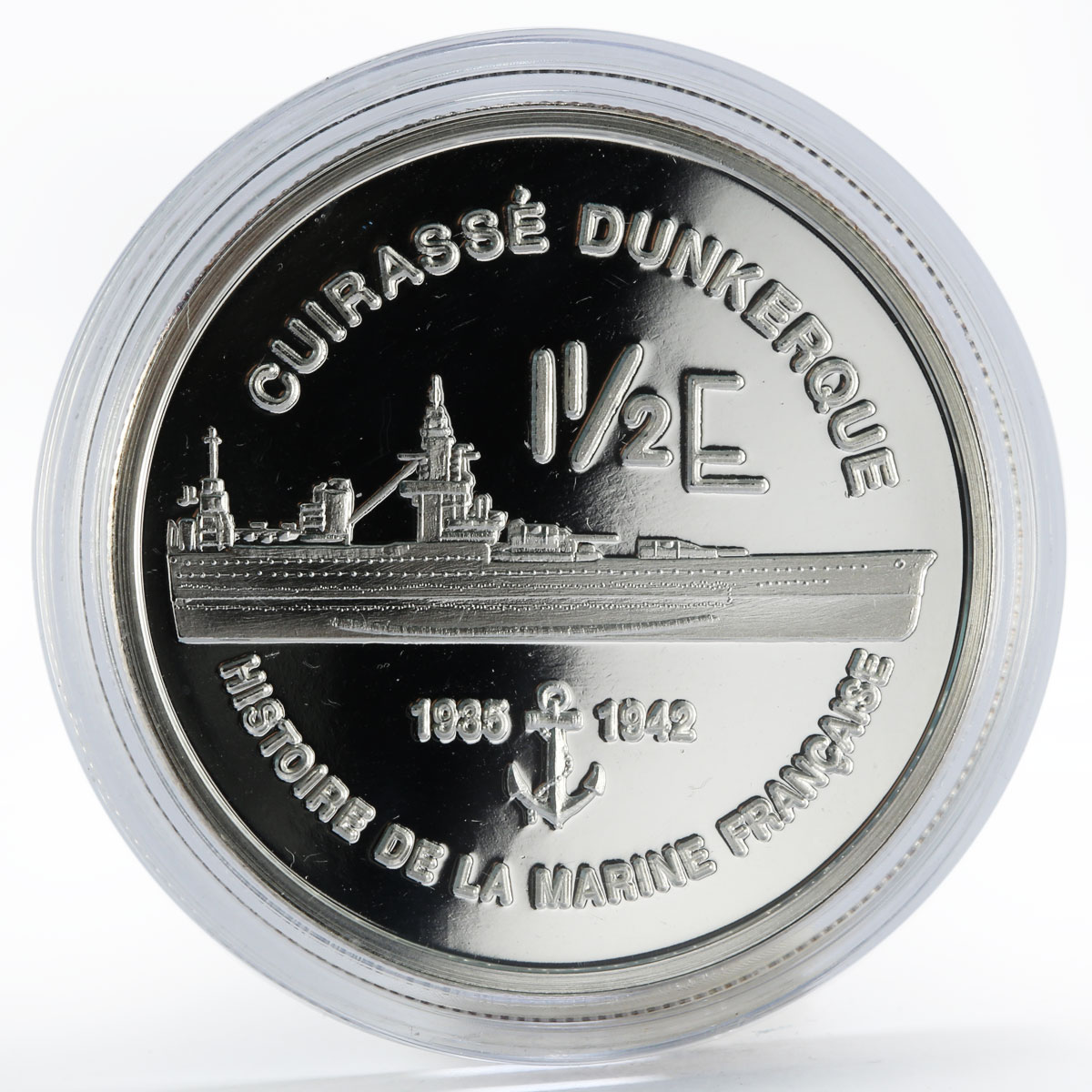 France 1 1/2 euro Cuirasse Dunkerque Ship silver proof coin 2004