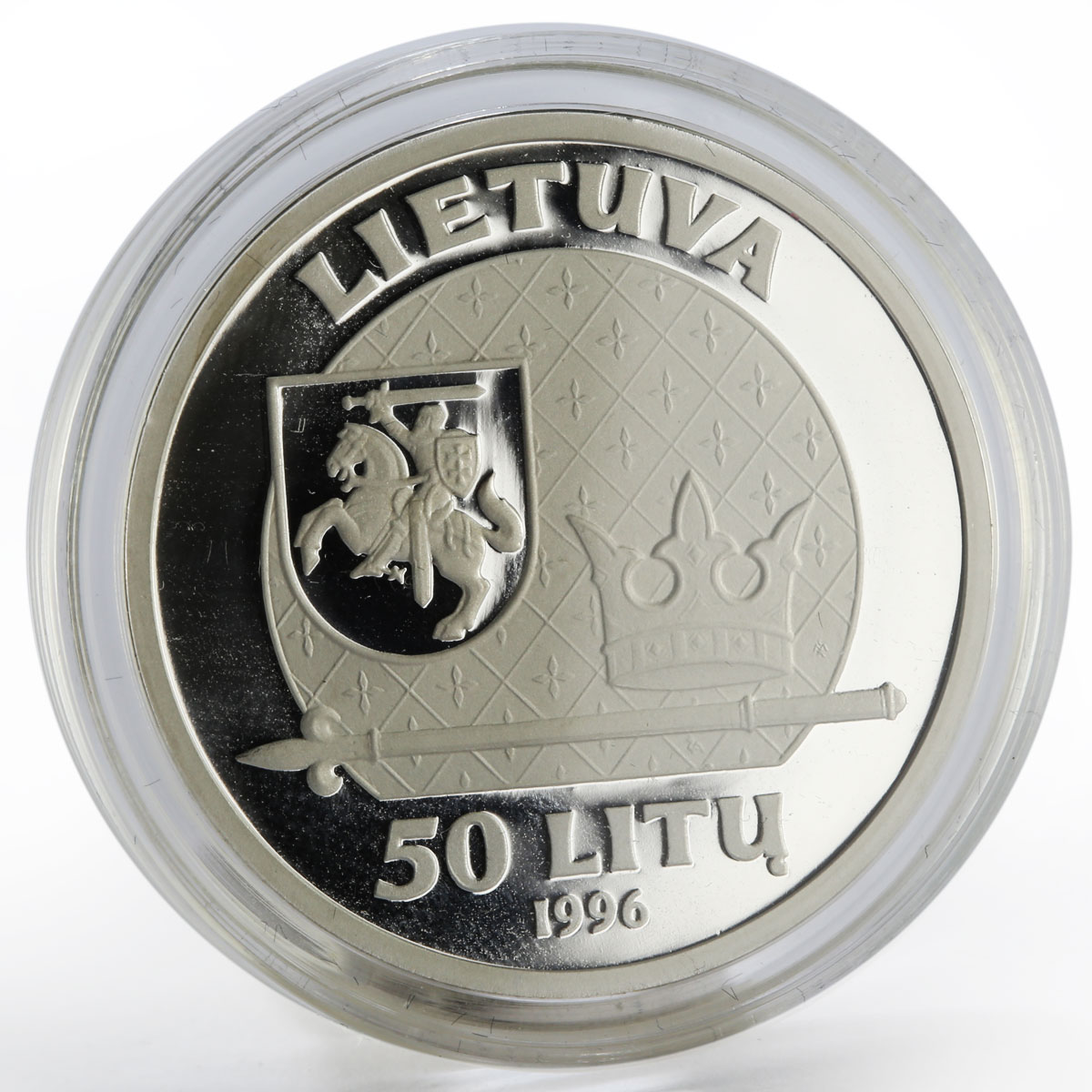 Lithuania 50 litu The King Mindaugas silver proof coin 1996