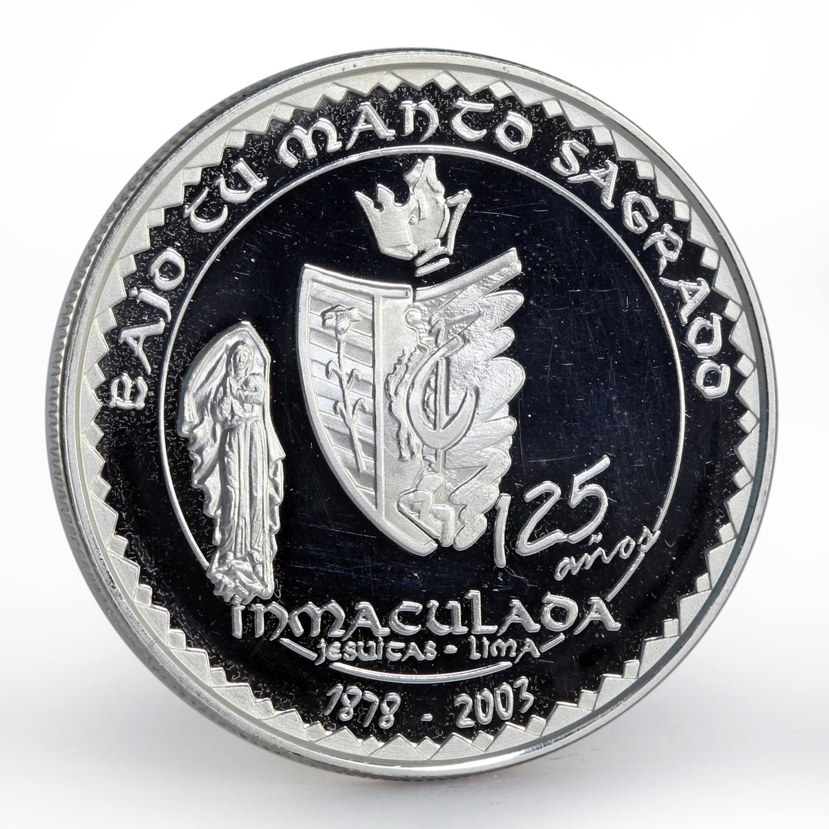 Peru 1 sol 125th Anniversary of the Inmaculate Jesuitas silver proof coin 2003