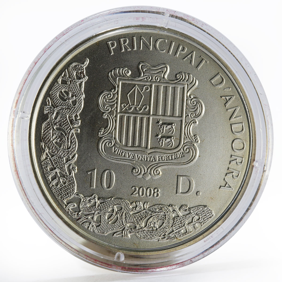 Andorra, 10 dinars , Female Viking, warrior , silver coin , 2008