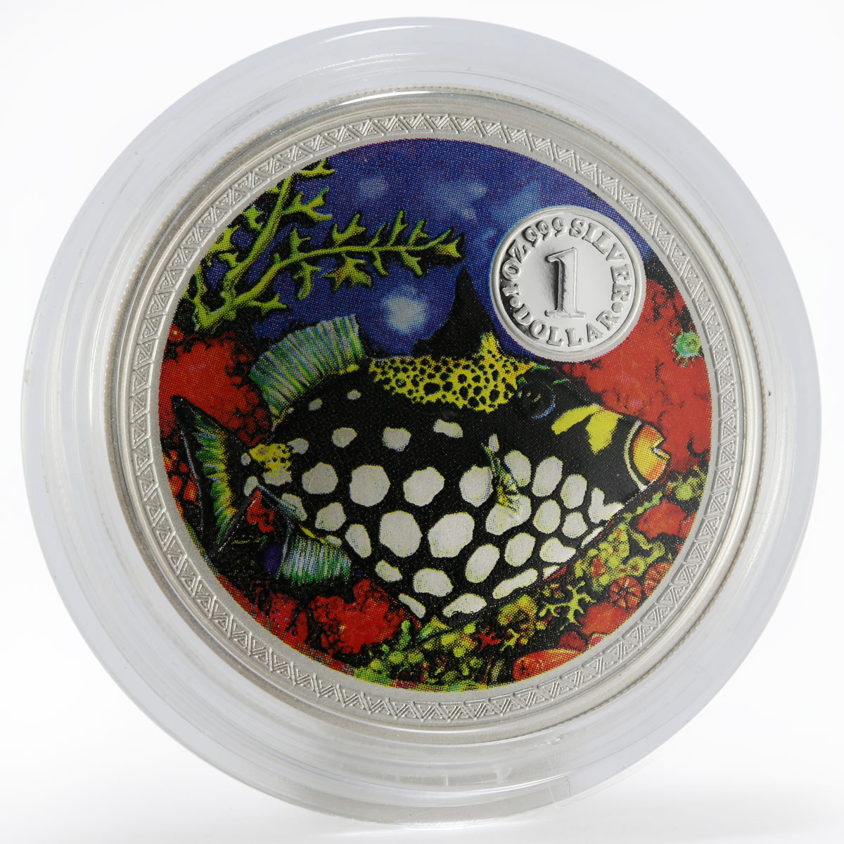 Cook Islands 1 dollar Tropical Fish Clown Triggerfish silver coin 1999