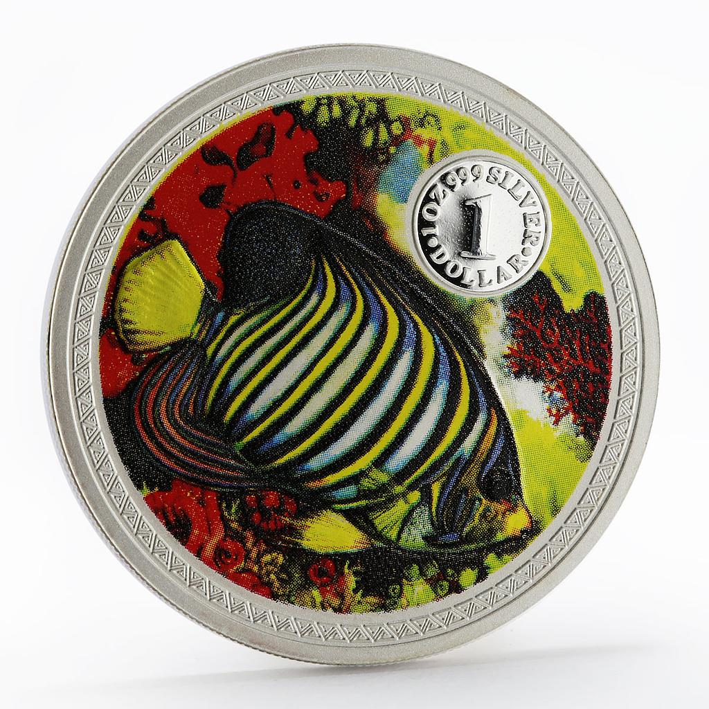 Cook Islands 1 dollar Tropical Fish Regal Angelfish silver coin 1999