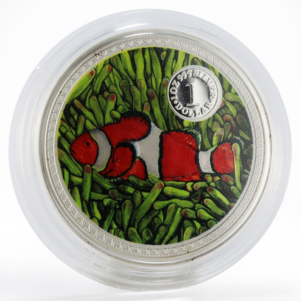 Cook Islands 1 dollar Tropical Fish Clown Anemone silver coin 1999