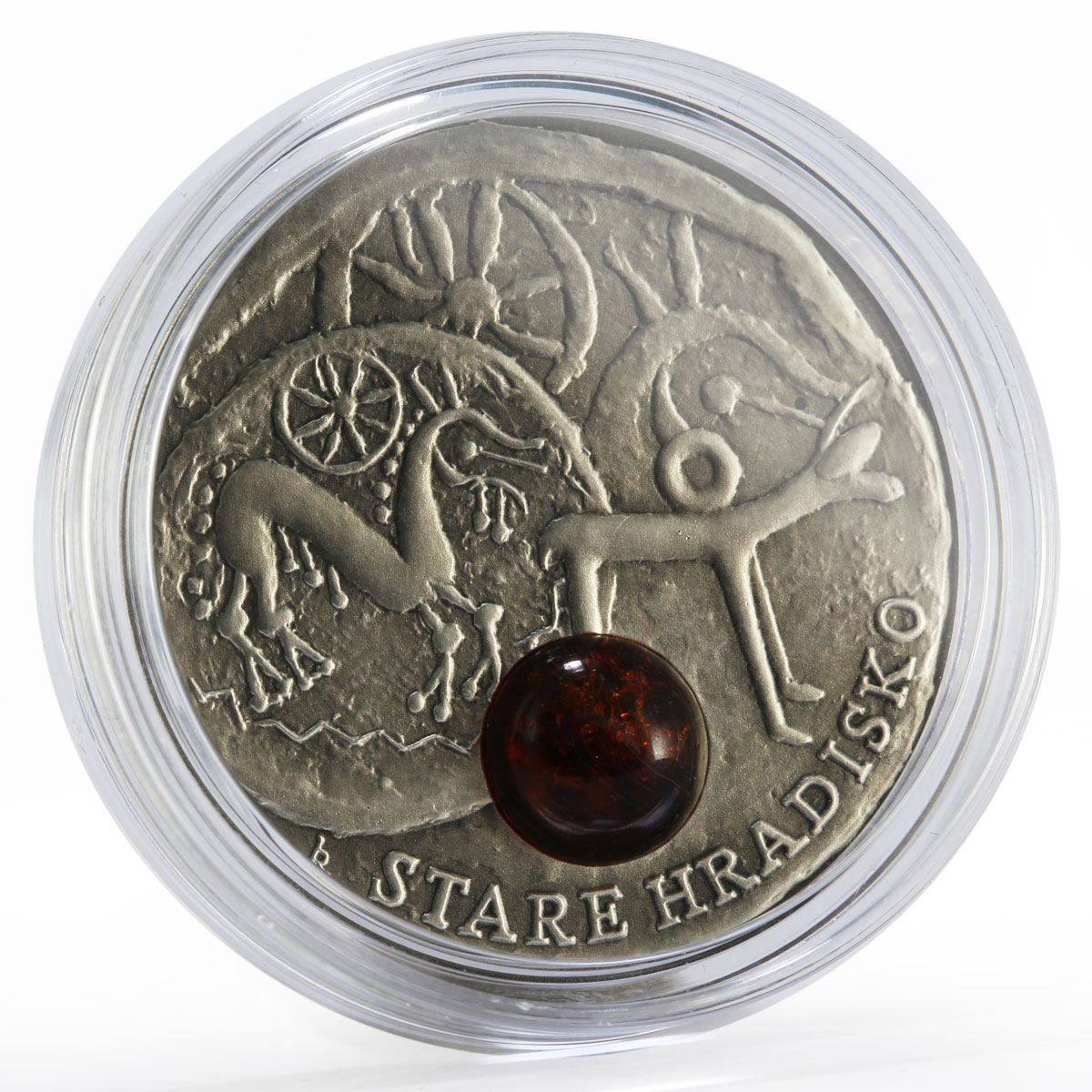 Niue 1 dollar Amber Route Stare Hradisko stone insert coin 2010