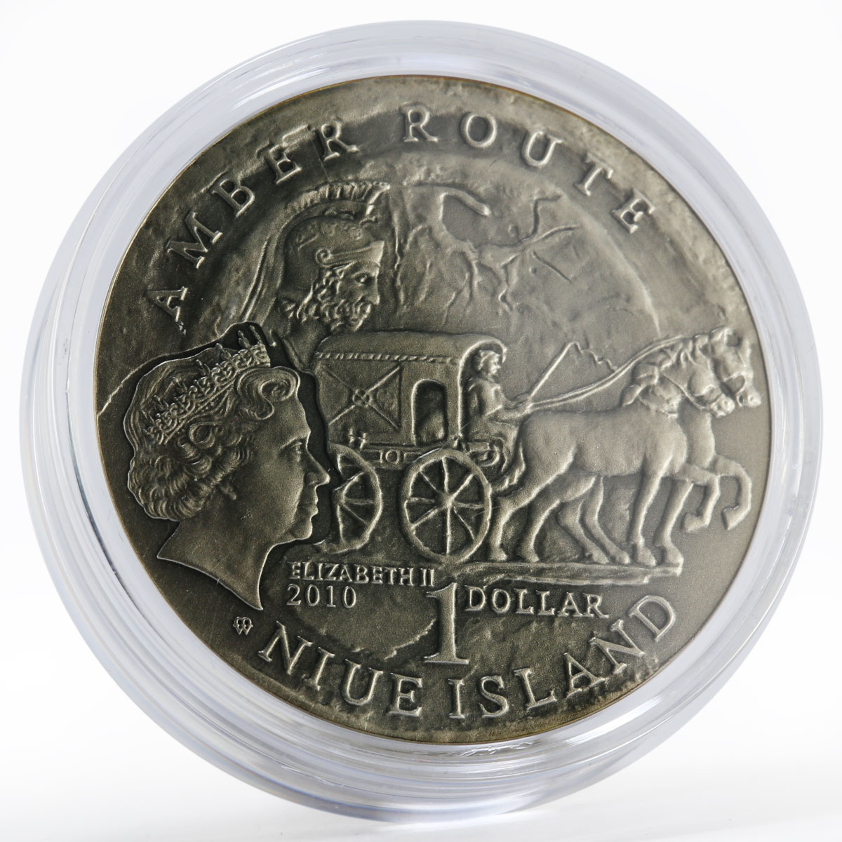 Niue 1 dollar Amber Route Stare Hradisko stone insert coin 2010