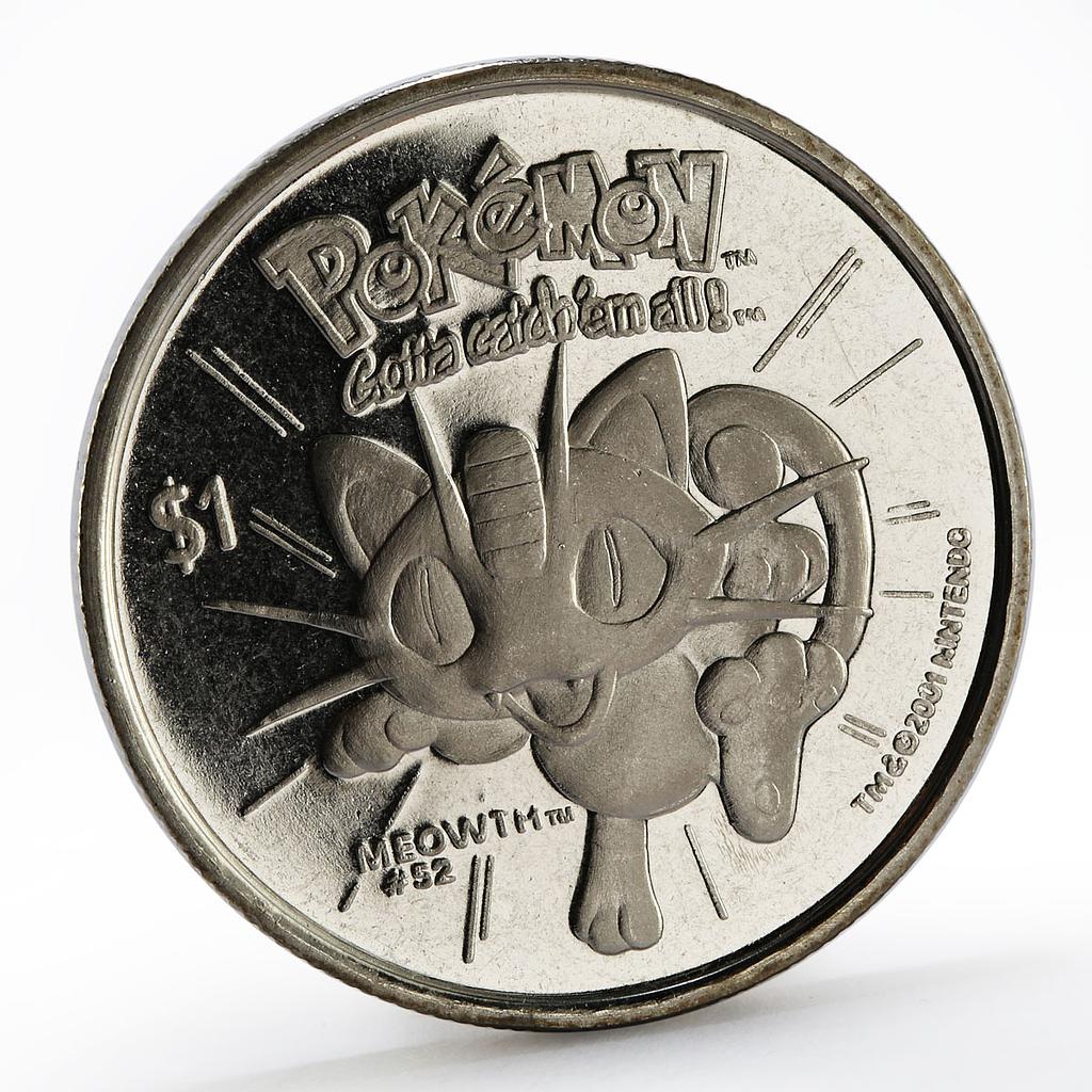 Niue 1 dollar Pokemon Meowth copper-nickel coin 2001