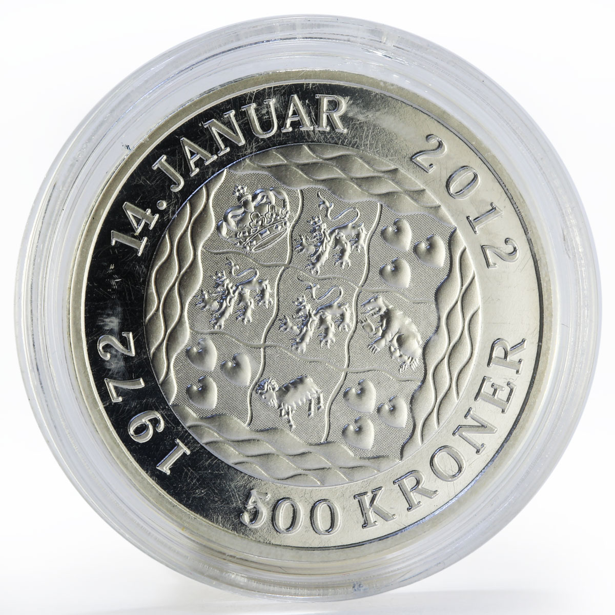 Denmark 500 kroner 40th Anniversary Queen Margrethe II silver proof coin 2012