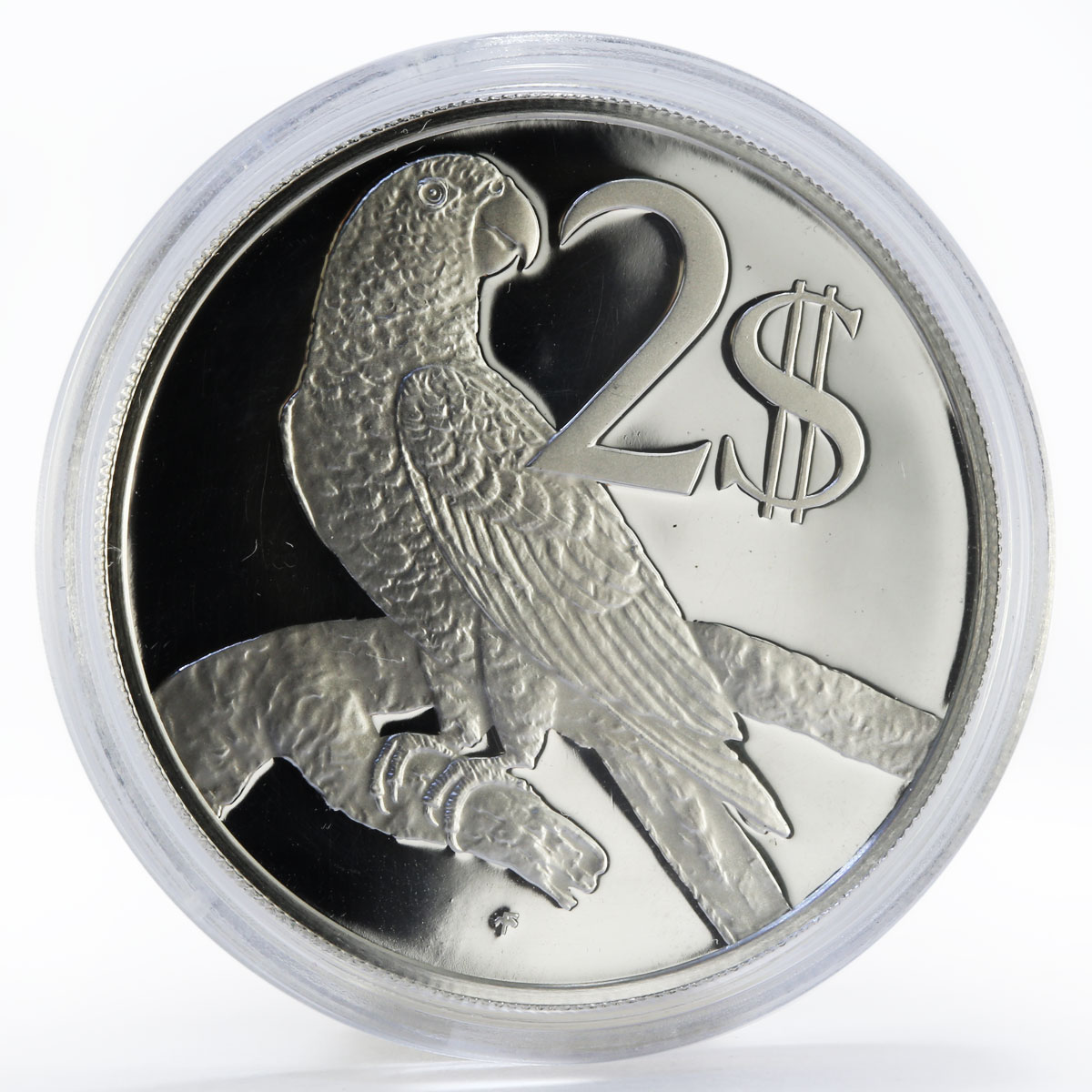 Cayman Islands 2 dollars Animal Parrot silver proof coin 1984