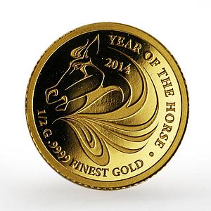 Laos 500 kip Year of the Horse proof gold coin 2014