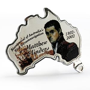 Uganda 5000 shillings Matthew Flinders proof silver coin 2002